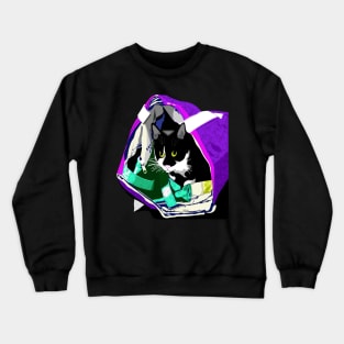 Cute Tuxedo Cat In Shopping Bags Copyright by TeAnne Crewneck Sweatshirt